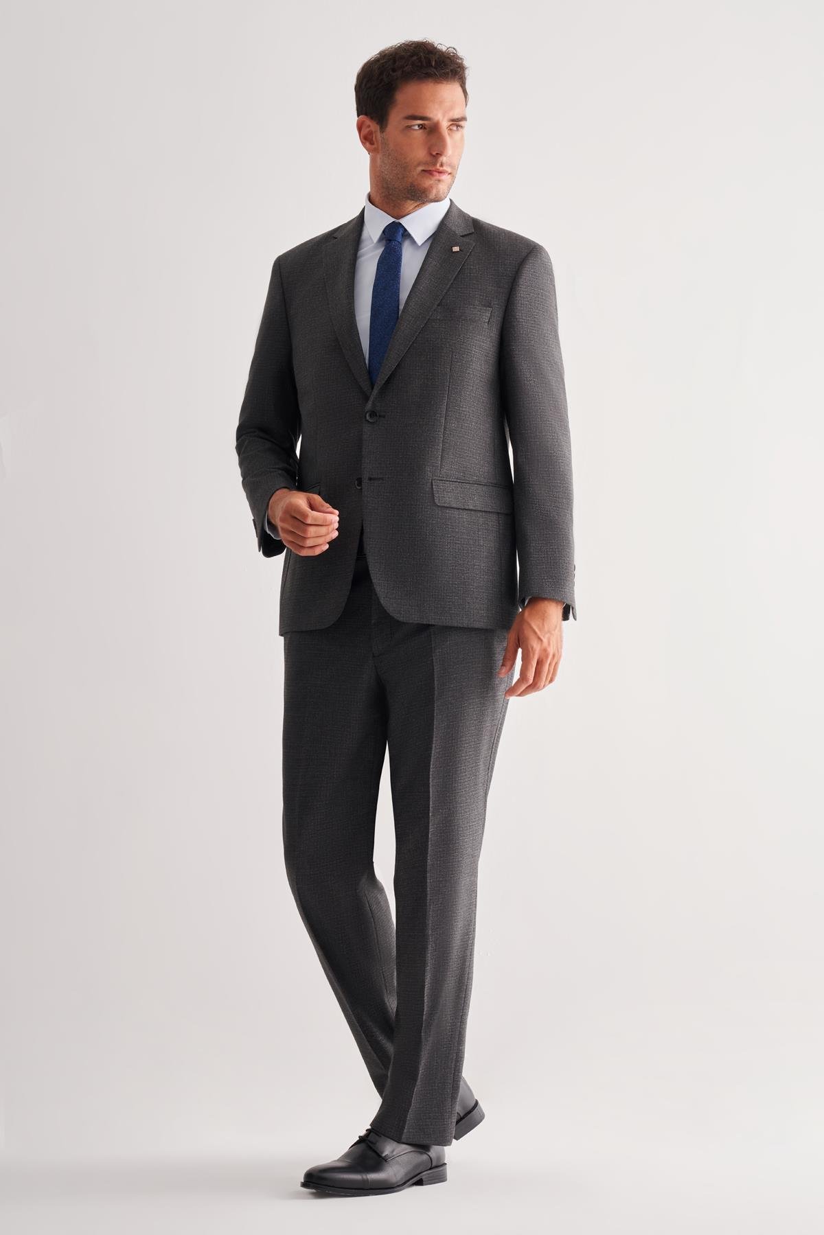İMZA Koyu Antrasit 4 Drop Comfort Fit Classic Takım Elbise 1001255121 görsel 2