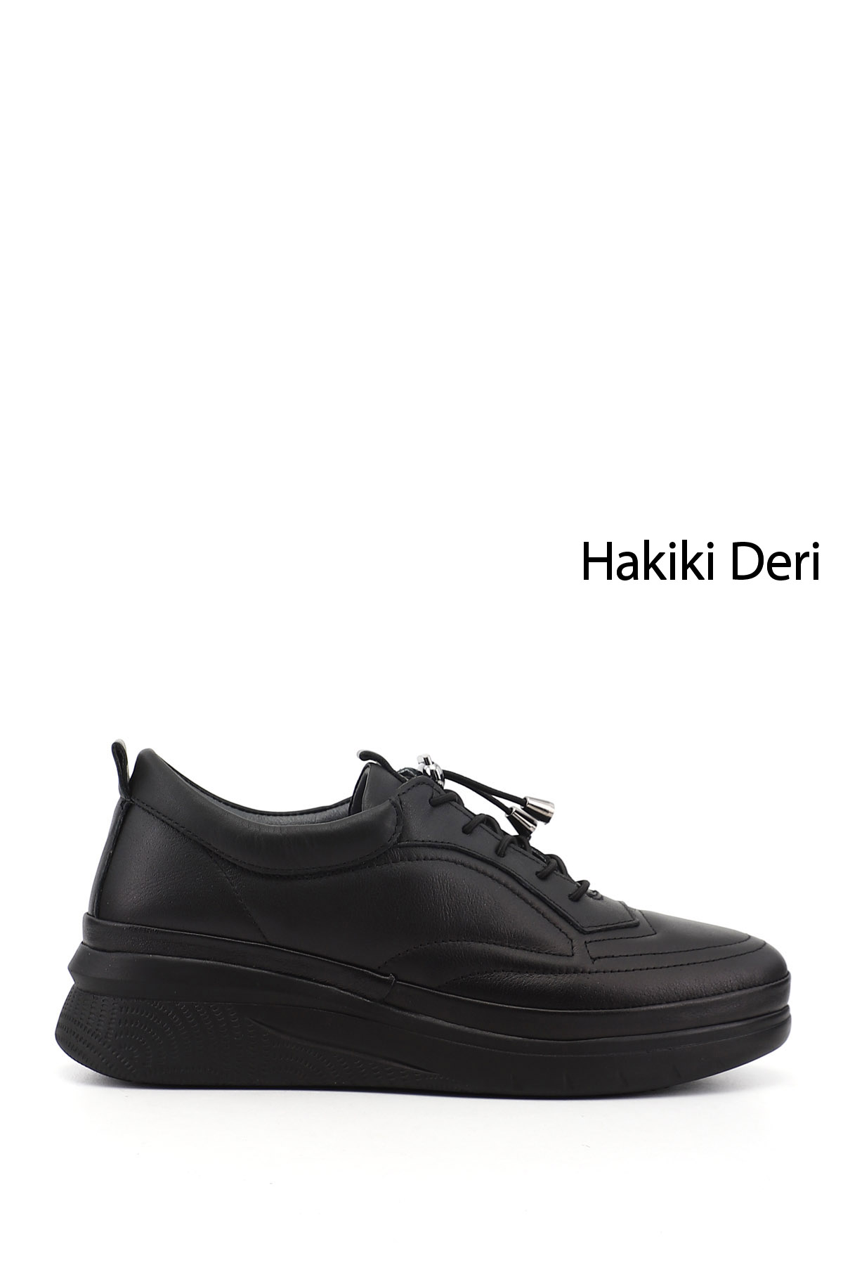 GÖNDERİ(R) Kadın SİYAH Bağcıklı Hakiki Deri Sneaker