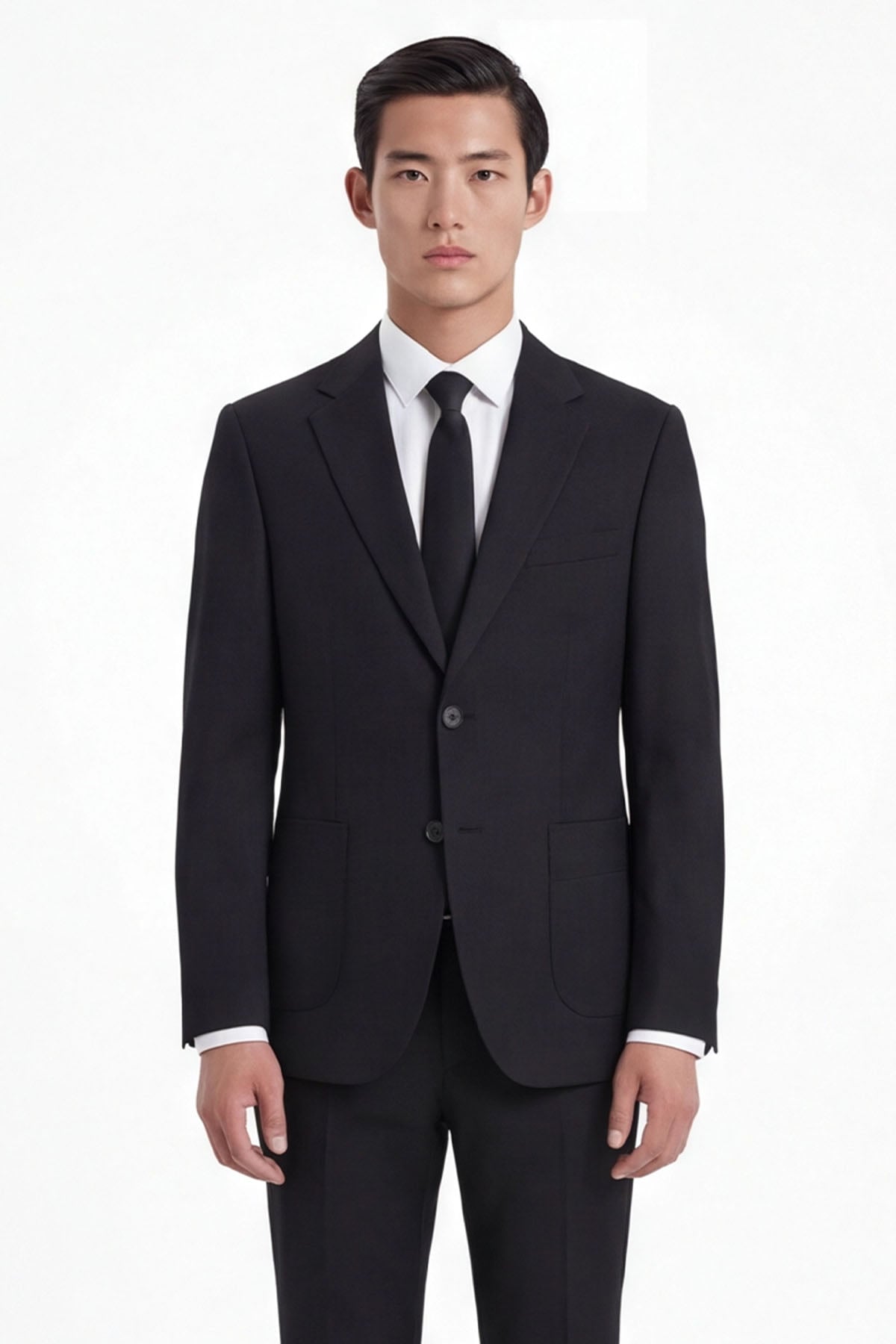 Sabri Özel Siyah Slim Fit 6 Drop Mono Yaka Viskon Tam Astarlı Takım Elbise