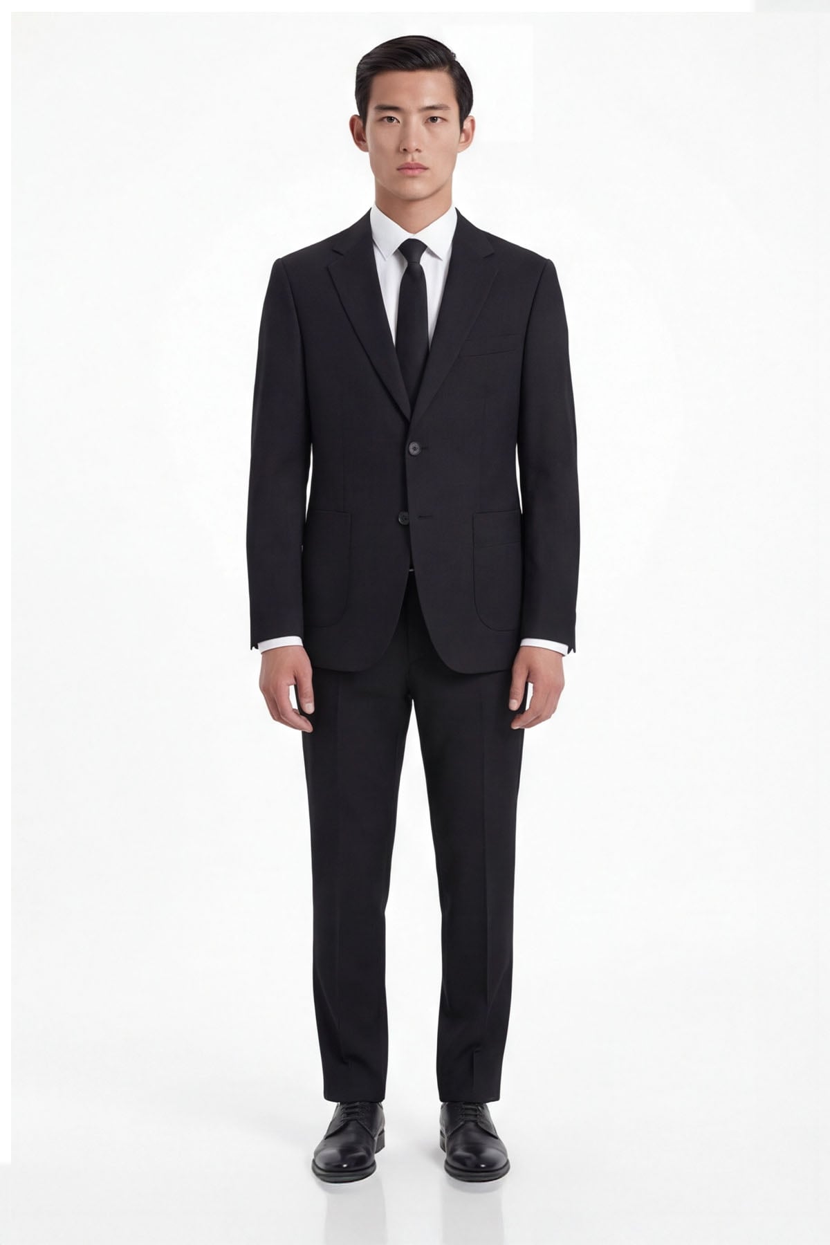 Sabri Özel Siyah Slim Fit 6 Drop Mono Yaka Viskon Tam Astarlı Takım Elbise görsel 2