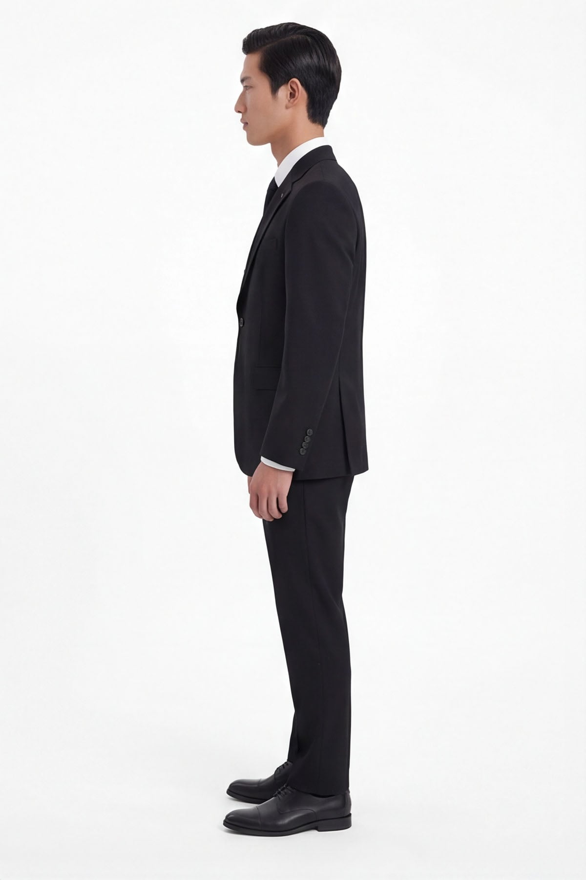 Sabri Özel Siyah Slim Fit 6 Drop Mono Yaka Viskon Tam Astarlı Takım Elbise görsel 4