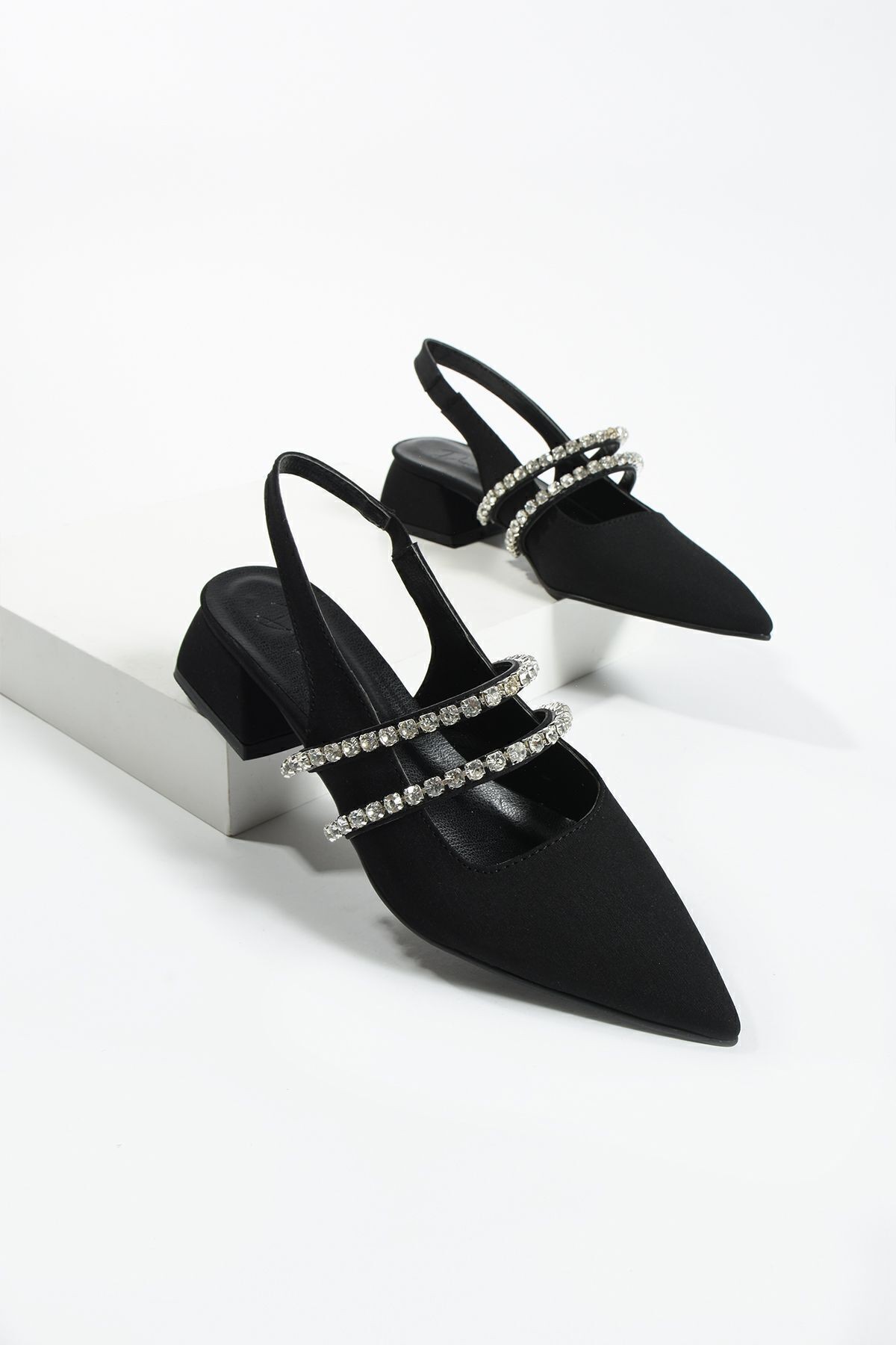 DUXAL SHOES kadın taşlı babet-topuklu ayakkabı-LİNDA