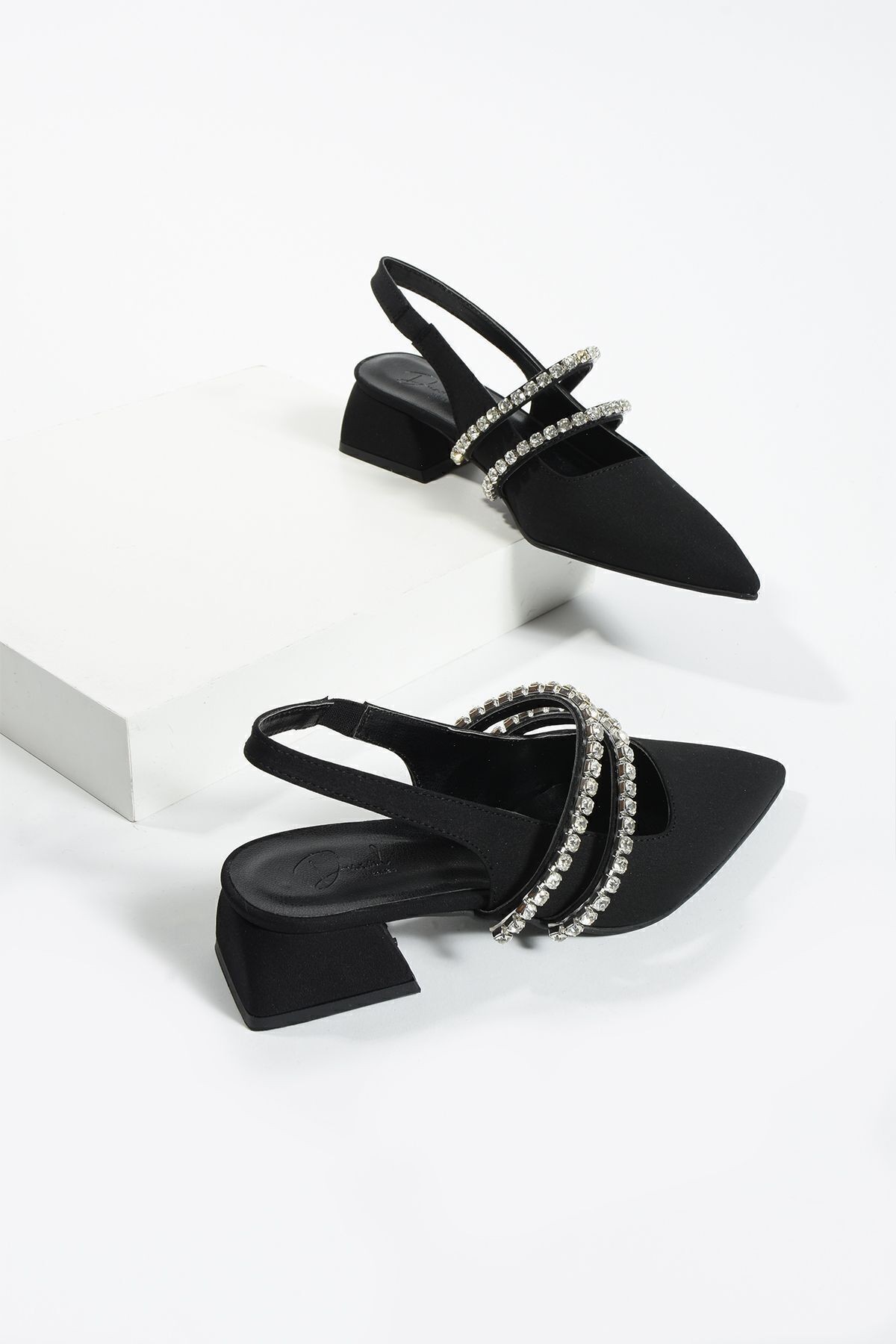 DUXAL SHOES kadın taşlı babet-topuklu ayakkabı-LİNDA görsel 3