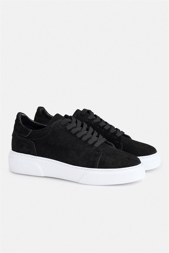 Süvari Siyah Gerçek Deri Bağcıklı Sneakers görsel 2