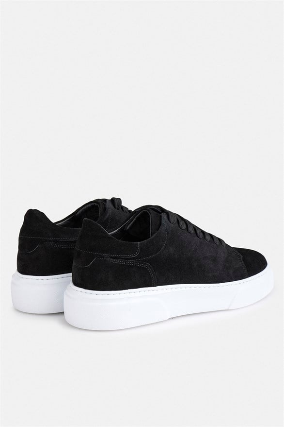 Süvari Siyah Gerçek Deri Bağcıklı Sneakers görsel 3