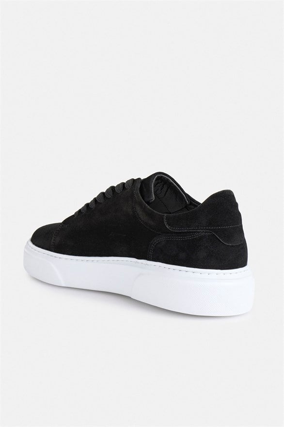Süvari Siyah Gerçek Deri Bağcıklı Sneakers görsel 4