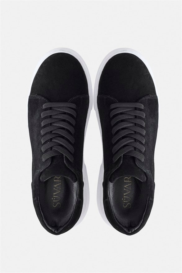 Süvari Siyah Gerçek Deri Bağcıklı Sneakers görsel 5