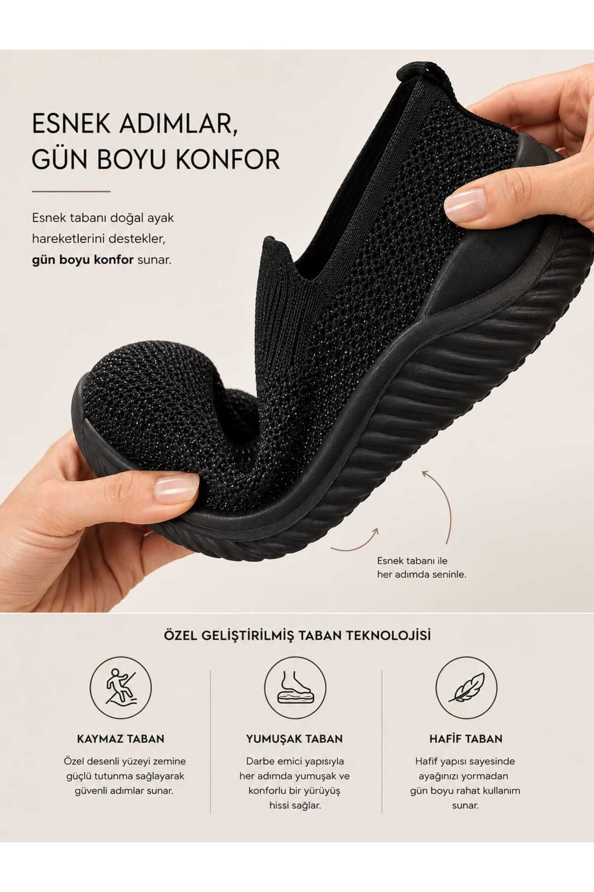 Slipcat Kadın Simli Triko Slip-On Günlük Sneaker Hafif Konfor Yürüyüş Ayakkabısı görsel 5
