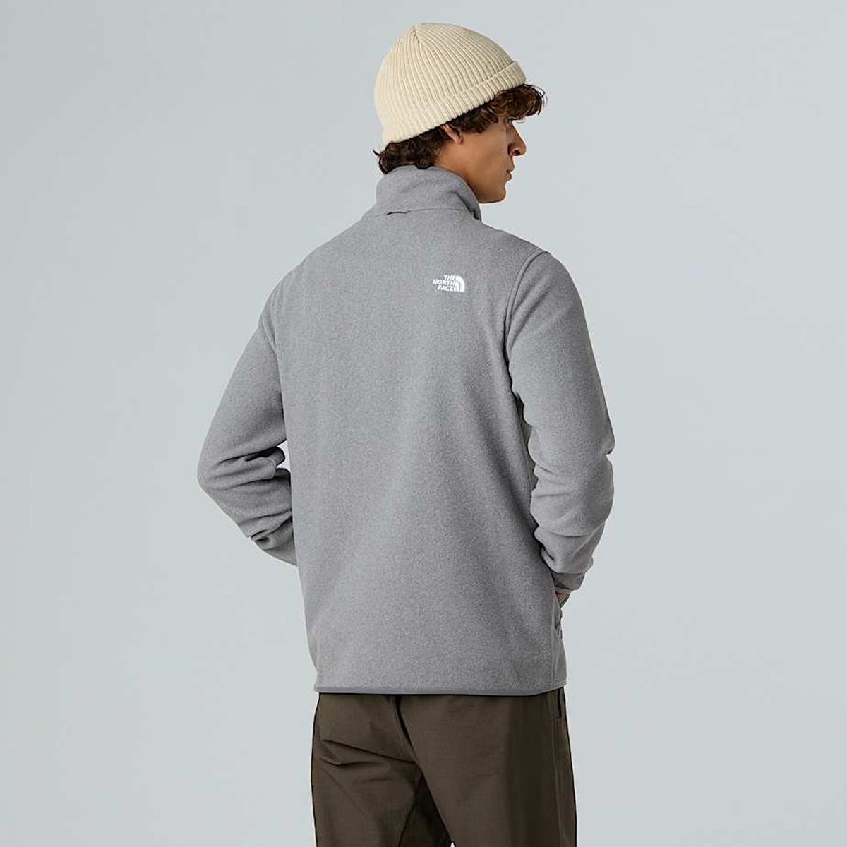 The North Face Glacier Fleece Erkek Gri Dik Yaka Fermuarlı Sweatshirt görsel 2