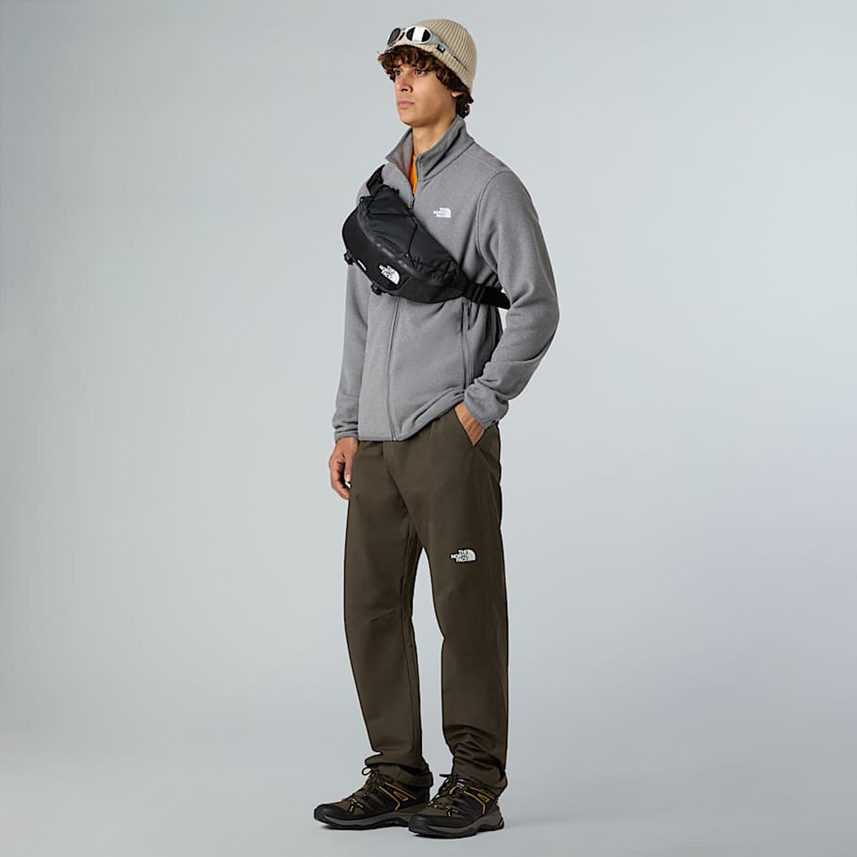 The North Face Glacier Fleece Erkek Gri Dik Yaka Fermuarlı Sweatshirt görsel 3