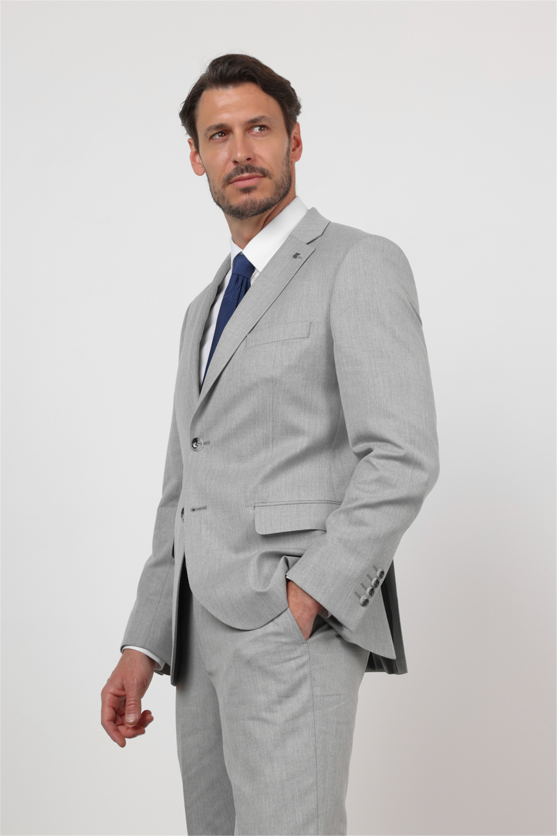 İMZA Düz Desen Mono Yaka 6 Drop Comfort Fit Esnek Takım Elbise 1001260167 görsel 4