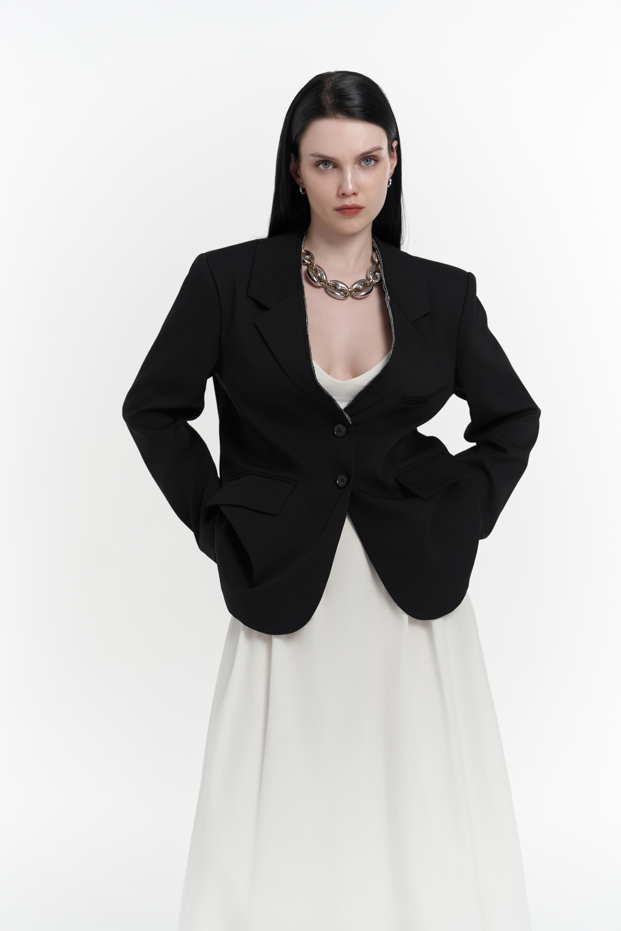 Mai Collection Volda Yaka Detay Siyah Blazer görsel 2