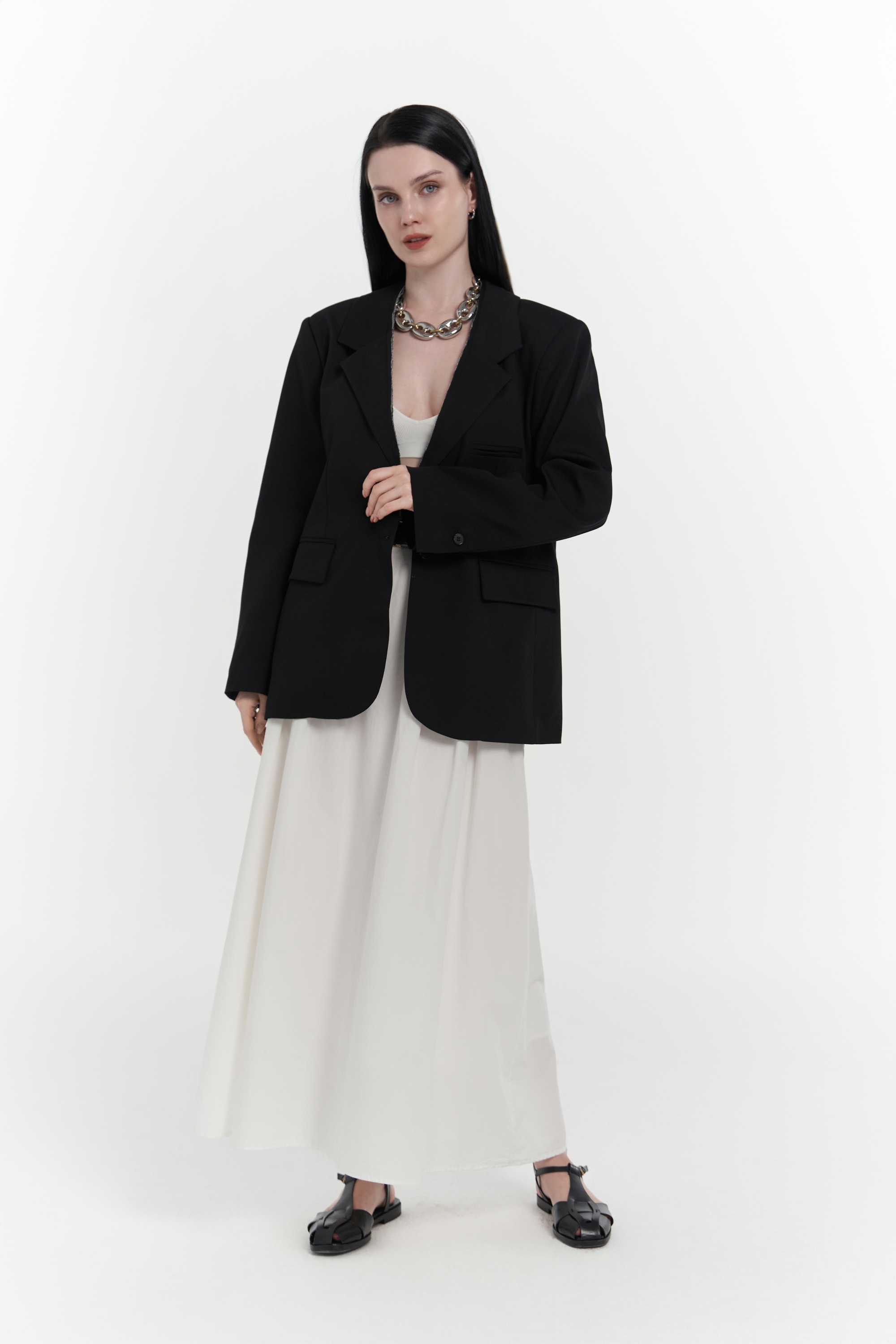 Mai Collection Volda Yaka Detay Siyah Blazer görsel 4