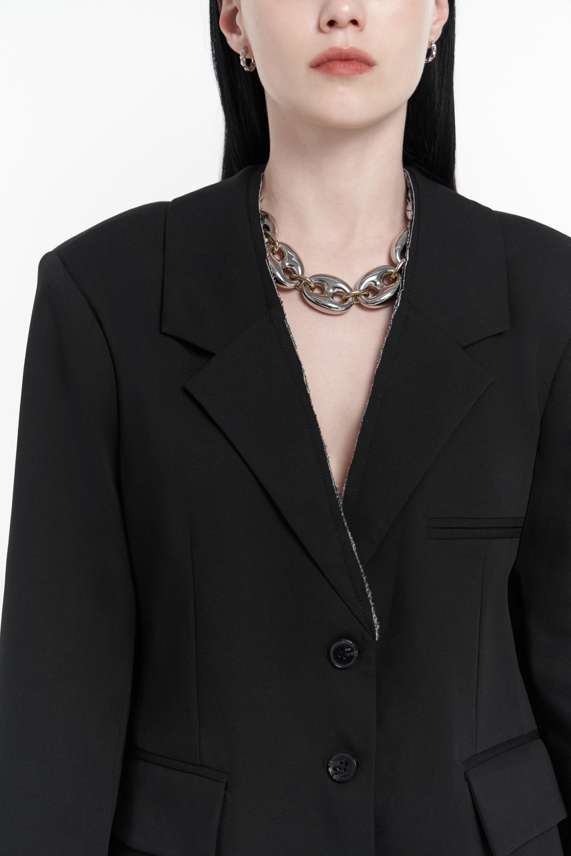 Mai Collection Volda Yaka Detay Siyah Blazer görsel 7