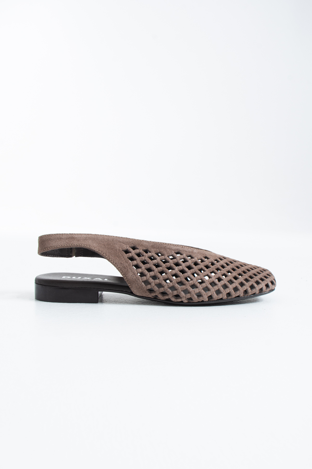 DUXAL SHOES Flavia Hakiki Deri Lazer Kesim Örgü Desenli Slingback Kadın Sandalet Babet görsel 4