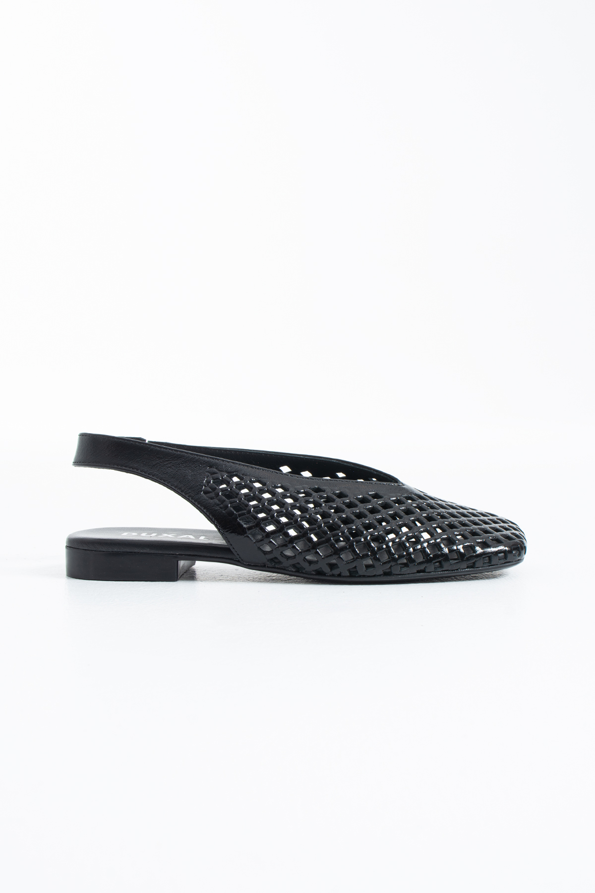 DUXAL SHOES Flavia Hakiki Deri Lazer Kesim Örgü Desenli Slingback Kadın Sandalet Babet görsel 4
