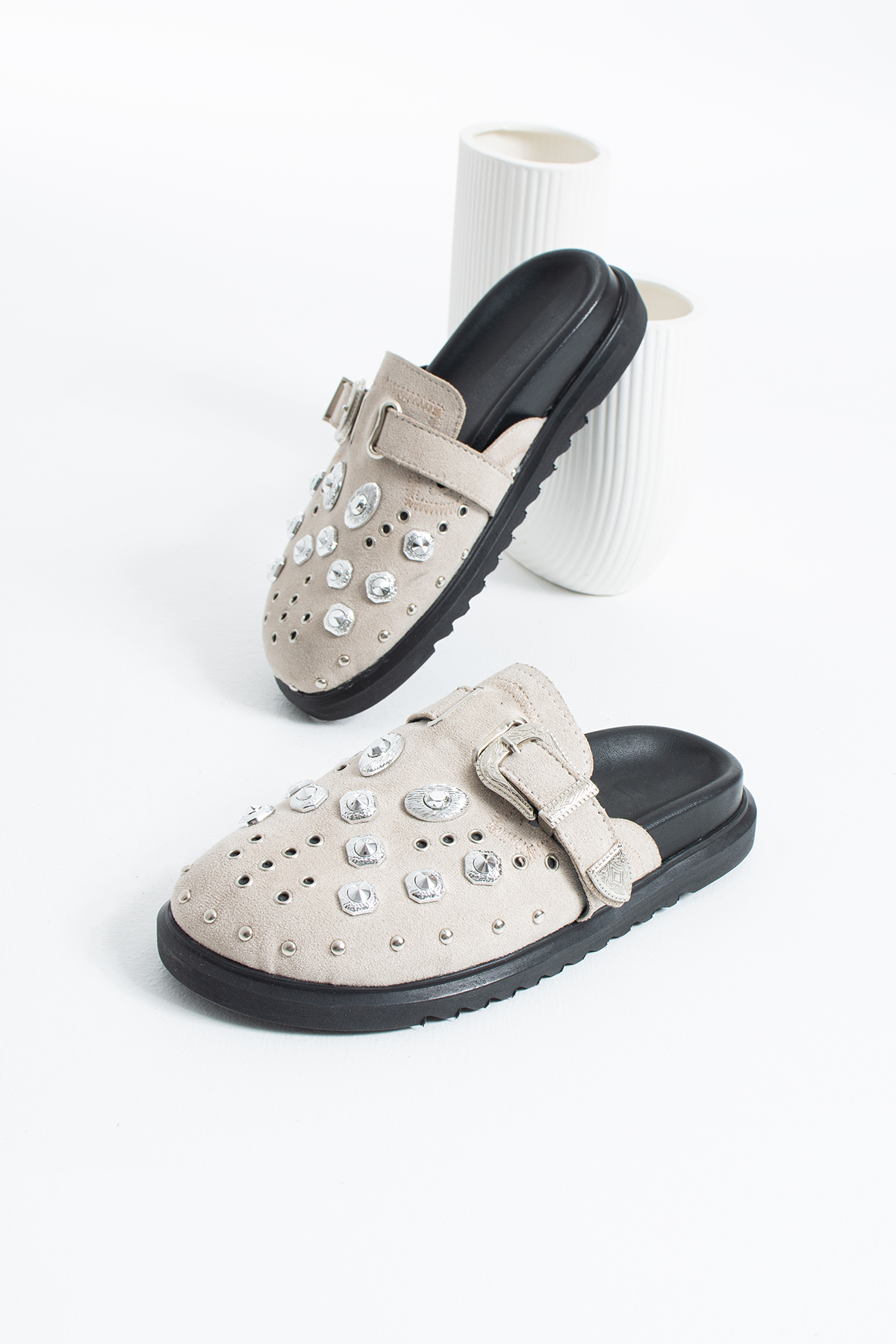 DUXAL SHOES Zlata Kadın Taş Detaylı Tokalı Günlük Terlik görsel 2