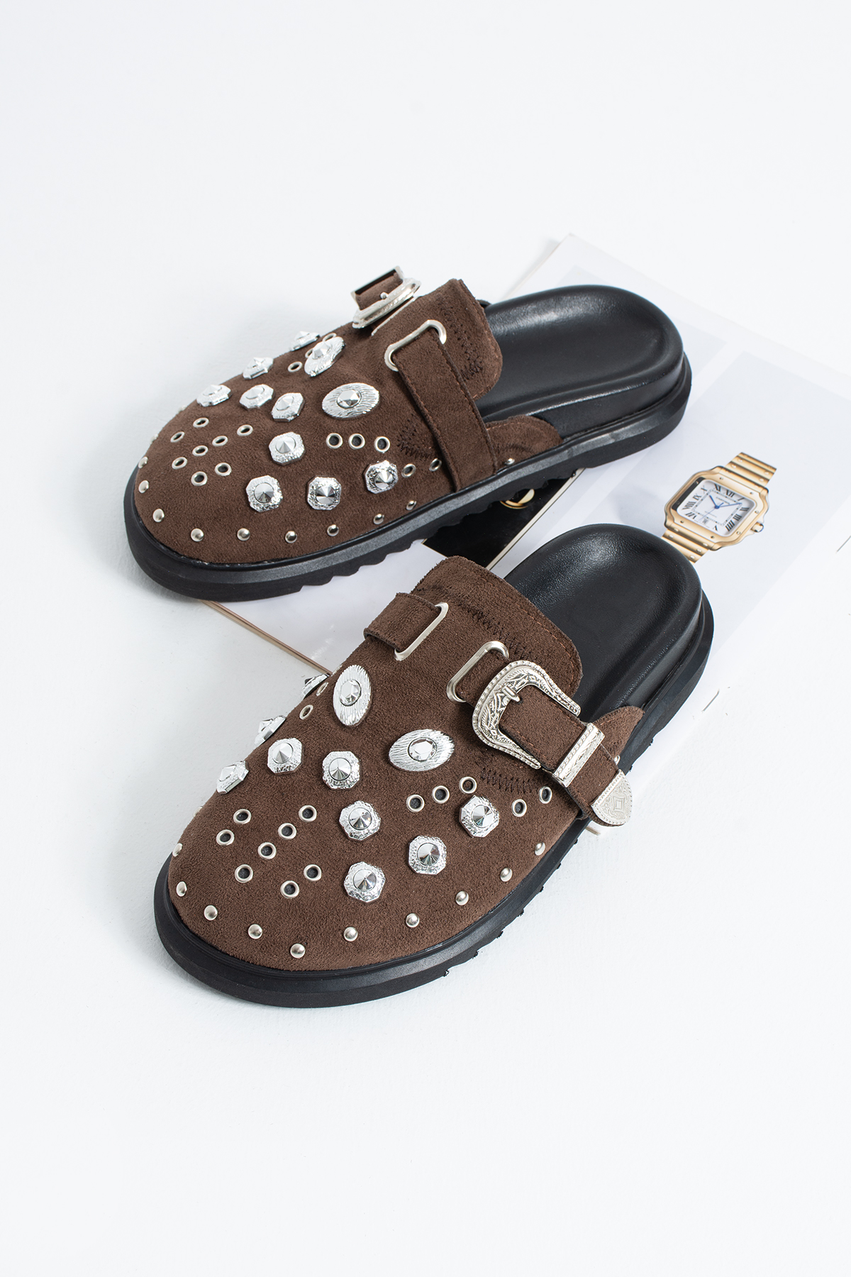 DUXAL SHOES Zlata Kadın Taş Detaylı Tokalı Günlük Terlik