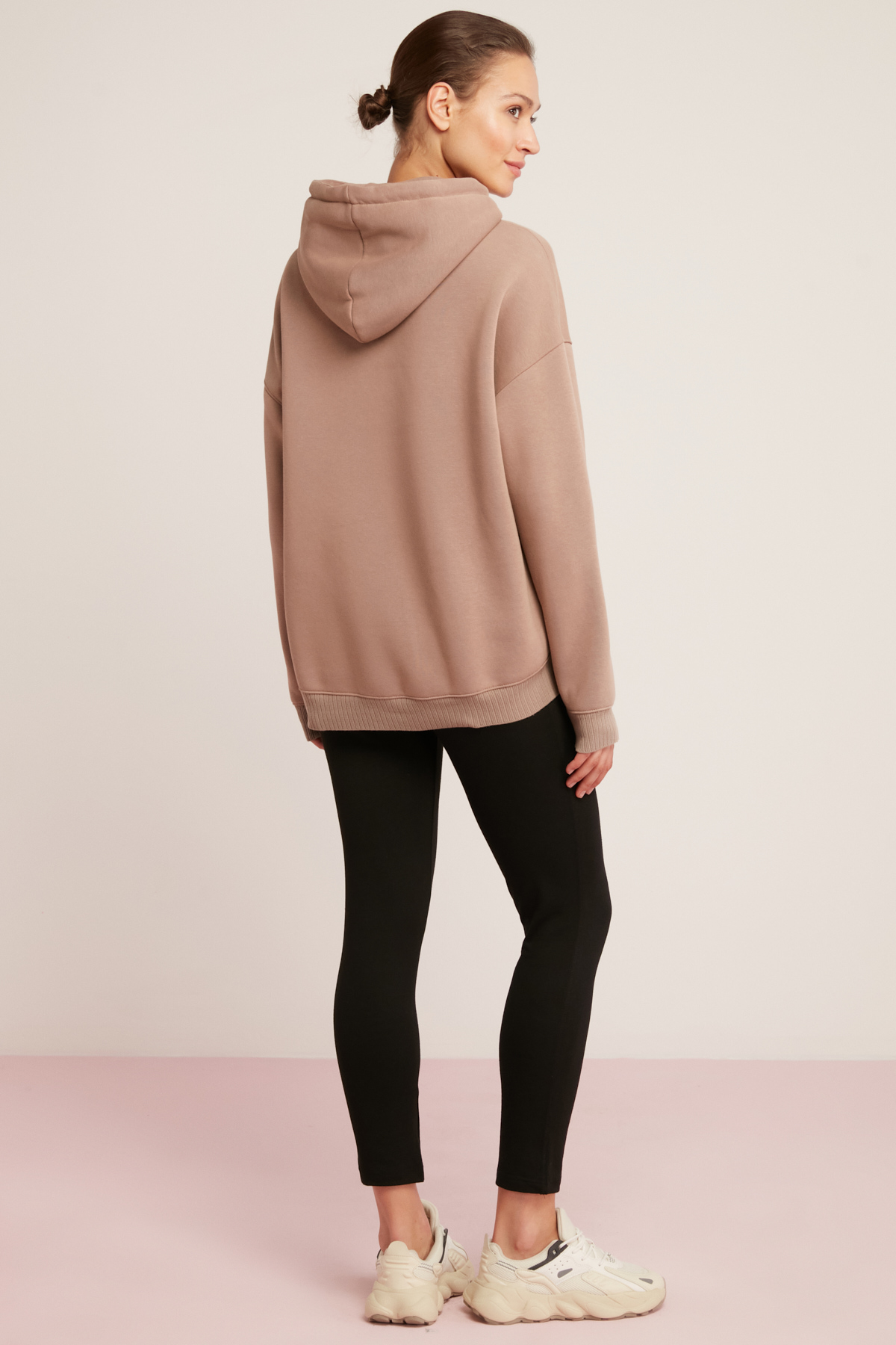 ETHIQUET CARLY Kadın Içi Polarlı Yumuşacık Kapüşonlu Kanguru Cepli Oversize Fit PEMBE Sweatshirt görsel 7
