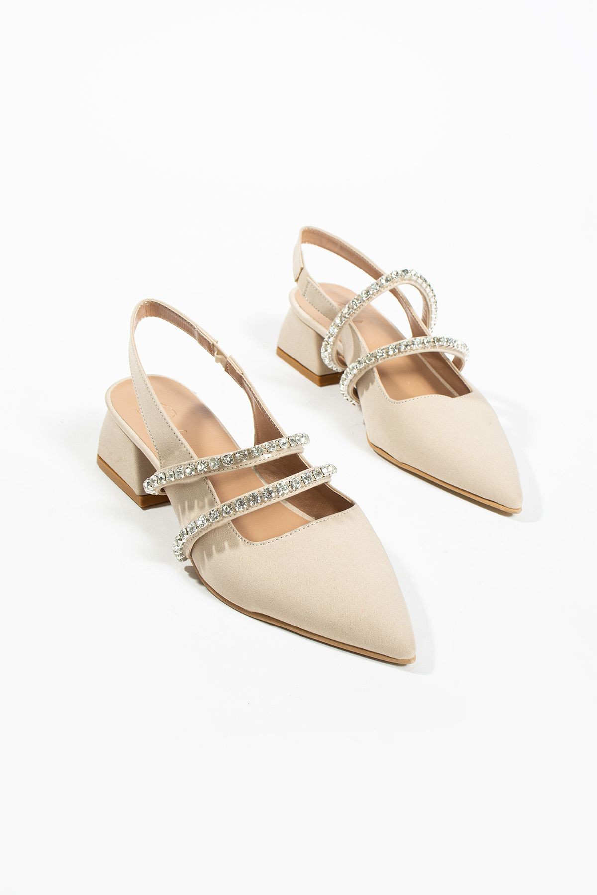 DUXAL SHOES Kadın Taşlı Babet Topuklu Ayakkabı