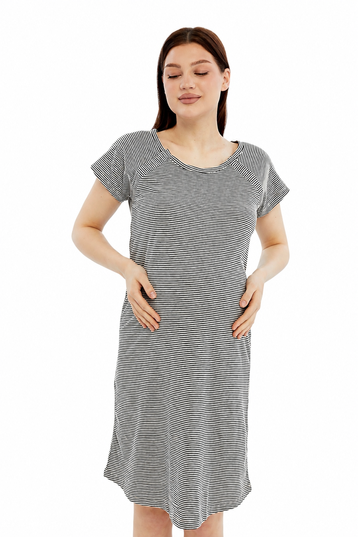 Luvmabelly Yandan Çıt Çıtlı Kadın Hamile Geceliği görsel 5