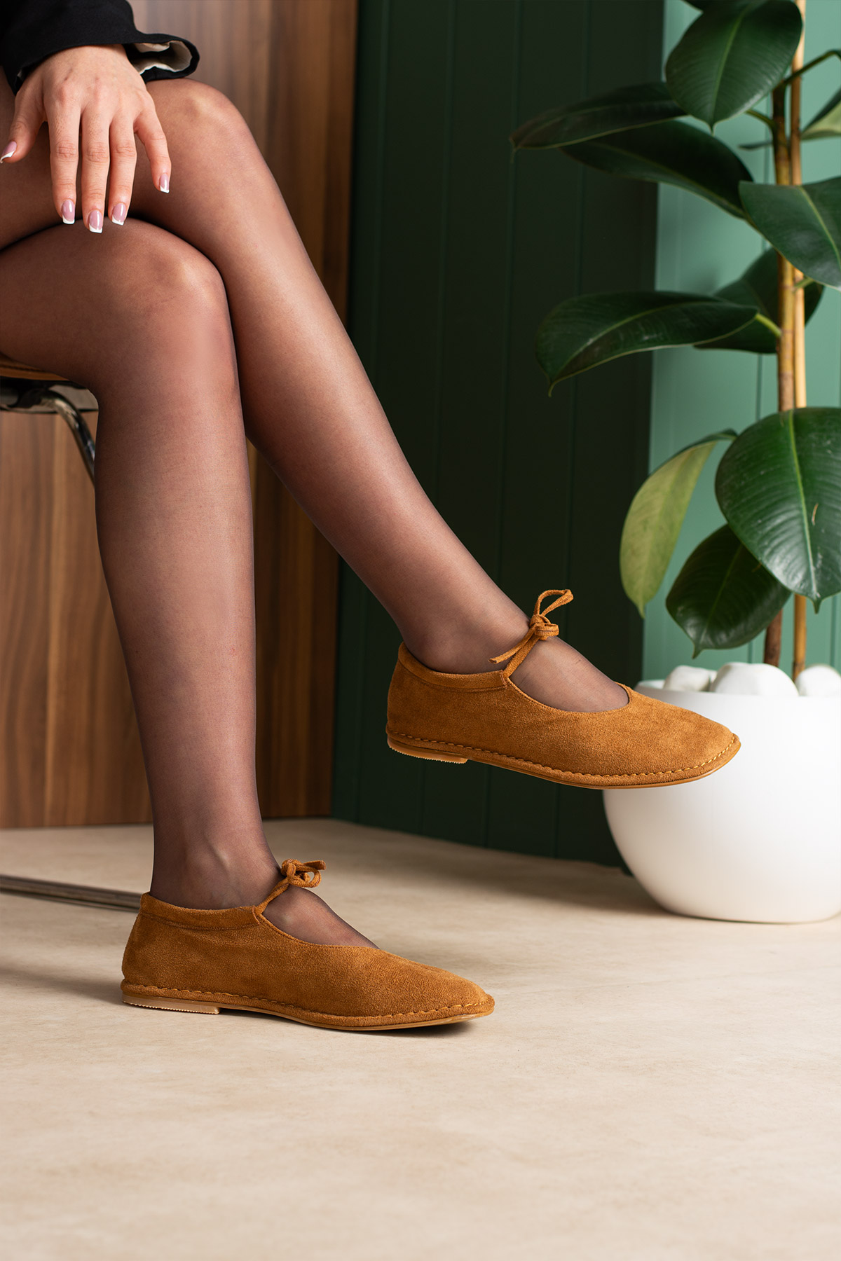 DUXAL SHOES Brendon Düğüm Detaylı Konfor Hakiki Deri İçi Bağcıklı Kadın Babet Ayakkabı görsel 4