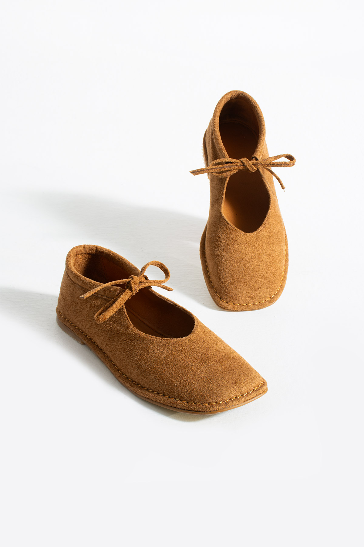 DUXAL SHOES Brendon Düğüm Detaylı Konfor Hakiki Deri İçi Bağcıklı Kadın Babet Ayakkabı görsel 5