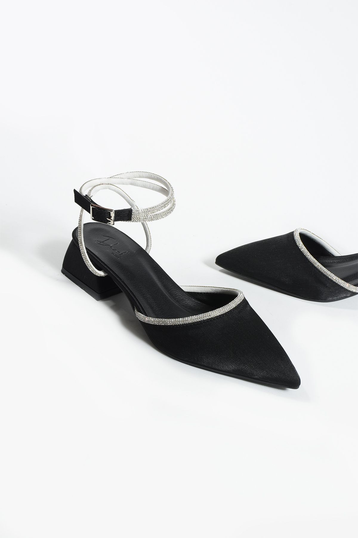 DUXAL SHOES Taşlı Kadın Siyah Topuklu Ayakkabı görsel 2