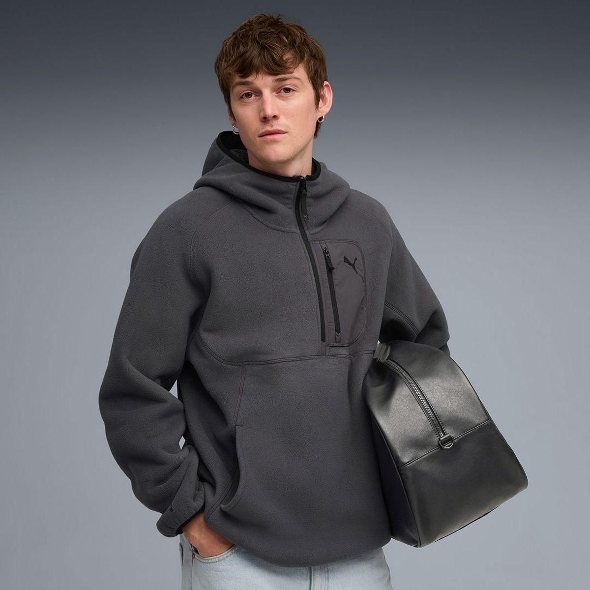 Puma Erkek Gri Kapüşonlu Sweatshirt