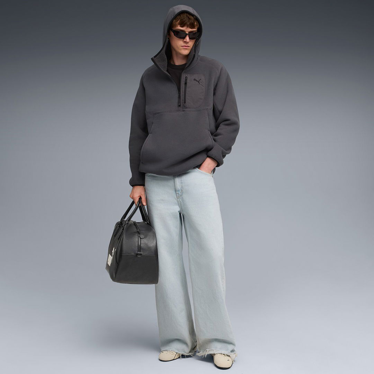 Puma Erkek Gri Kapüşonlu Sweatshirt görsel 3