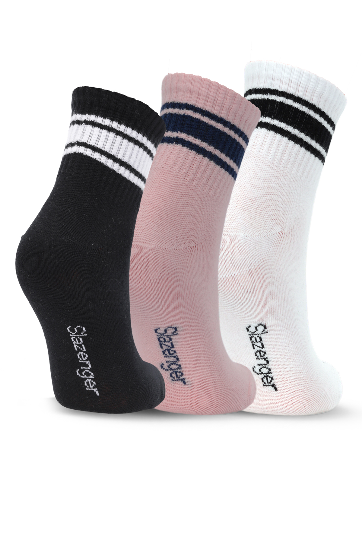 SLAZENGER JOKES 3 lü Kadın Siyah / Pembe Çorap görsel 2