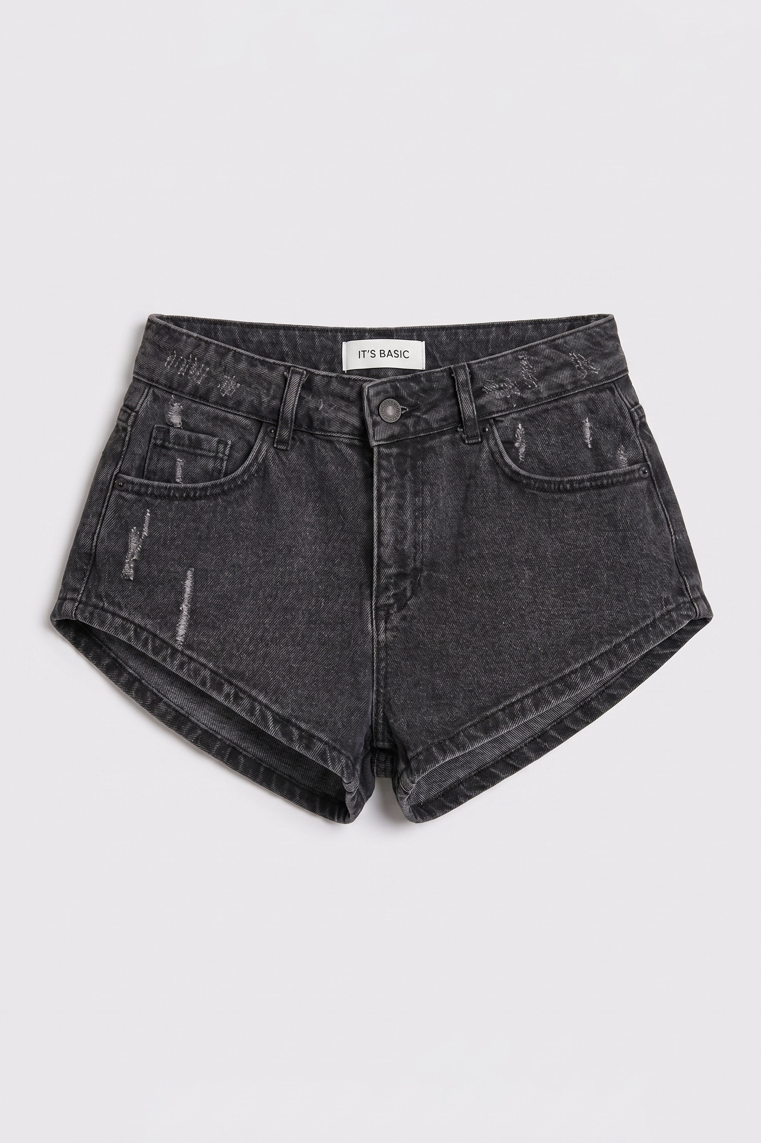 It's Basic Kadın Koyu Füme 11s6-1 Süper Mini %100 Pamuk Denim Şort