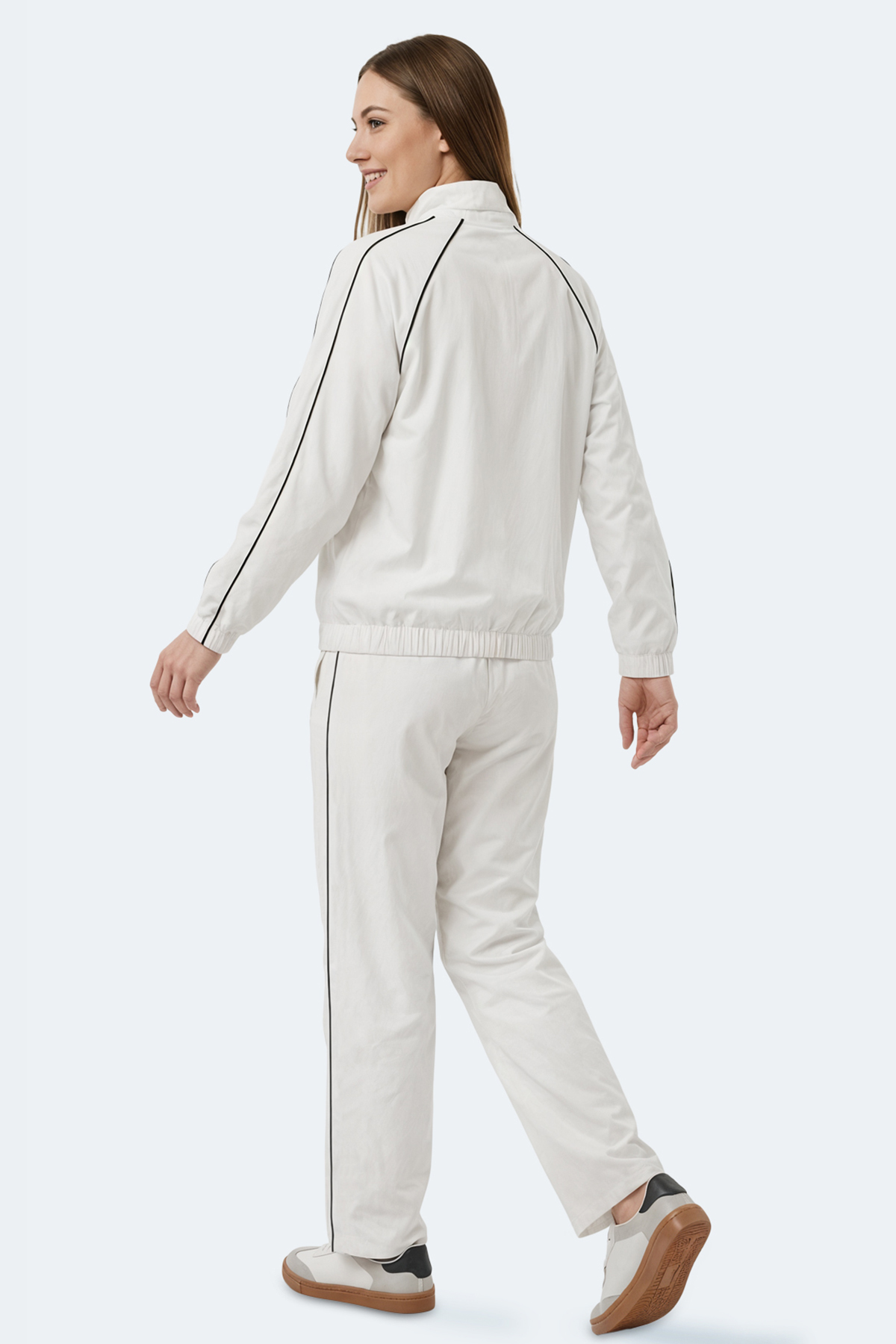 SLAZENGER REVEL Kadın Dik Yaka Fermuarlı Kemik Eşofman Takımı görsel 6