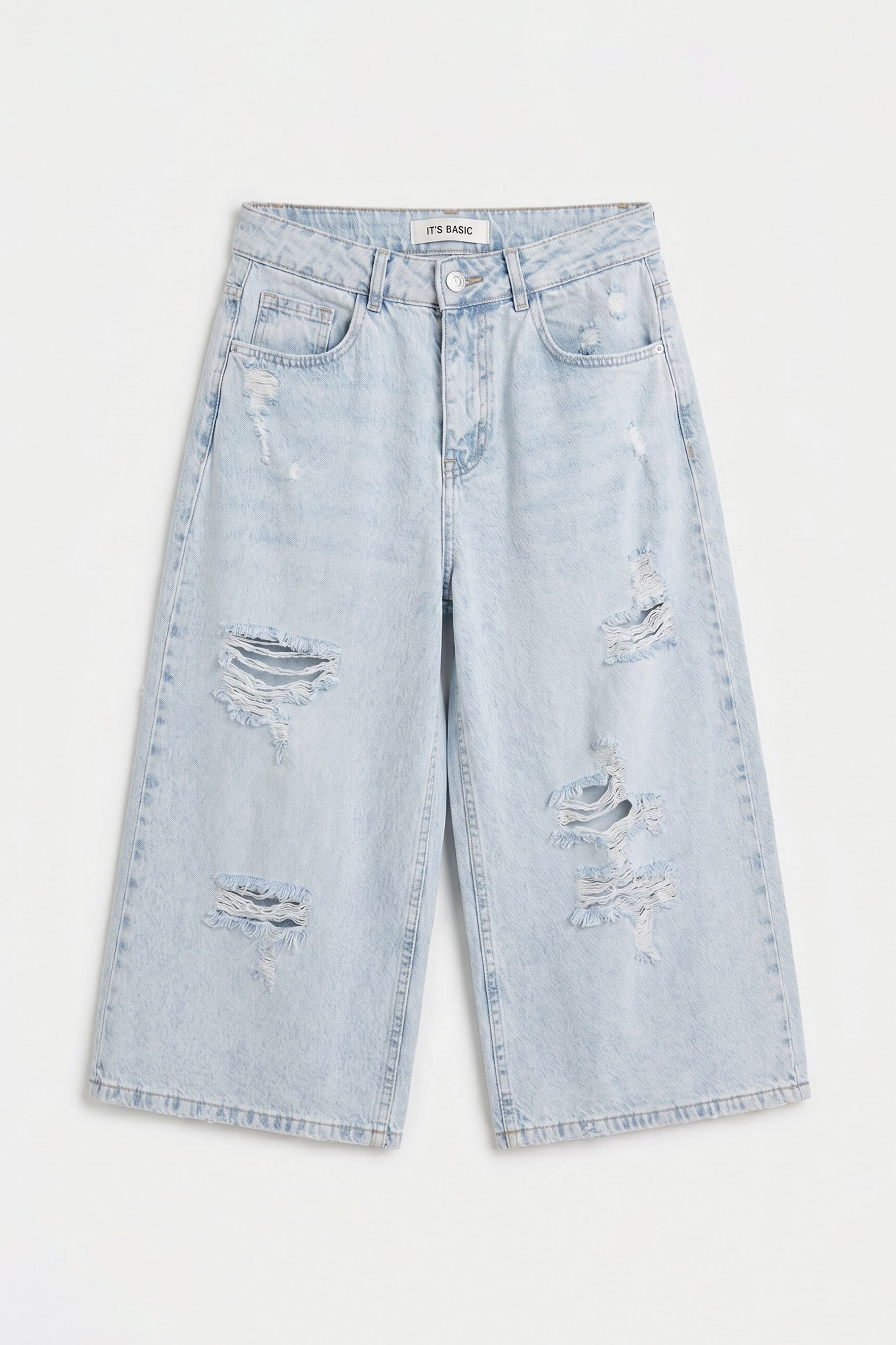 It's Basic Kadın Ice 12s6-3 Süper Baggy Fit Bermuda Denim Jort