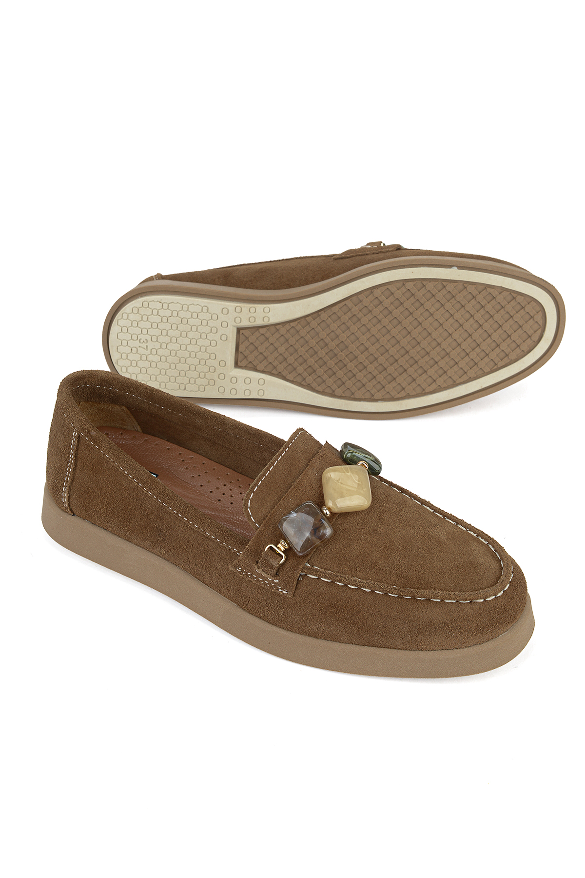 Ziya Ayakkabı Kadın Hakiki Deri Loafer Ayakkabı 161359Z710 Caramel görsel 4