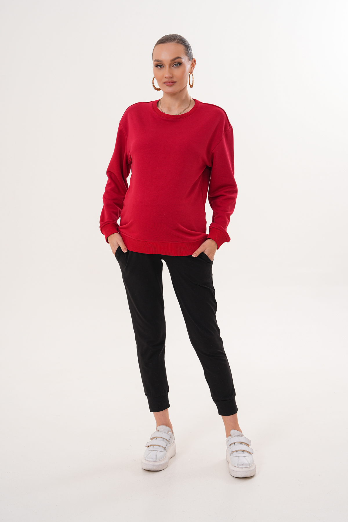 MİSS DÜNYA LİSSA Bisiklet Yaka %100 Pamuk Hamile ve Lohusa Basic Sweatshirt
