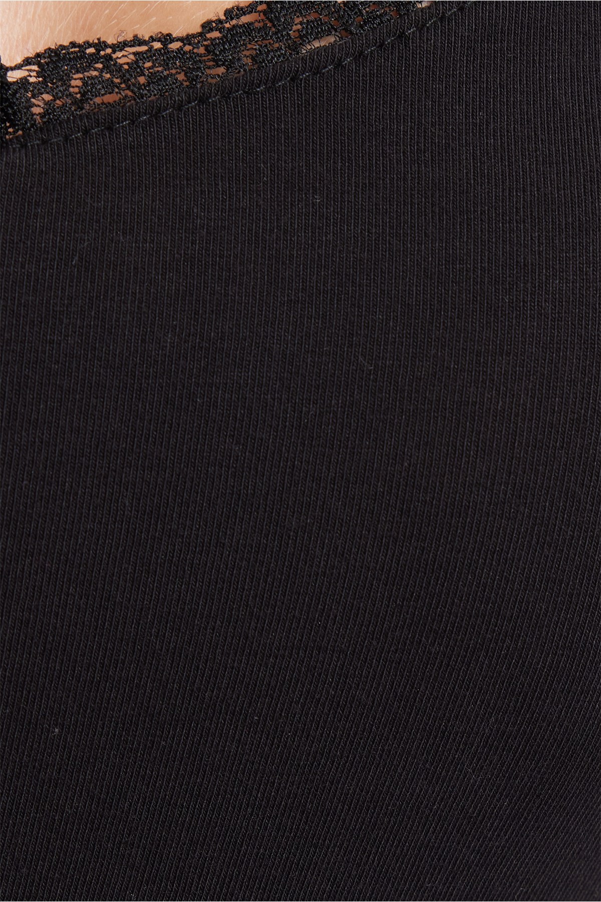 TUDORS Kadın Slim Fit Dar Kesim Pamuklu İnce Askılı Dantel Detaylı Siyah Crop Atlet görsel 5