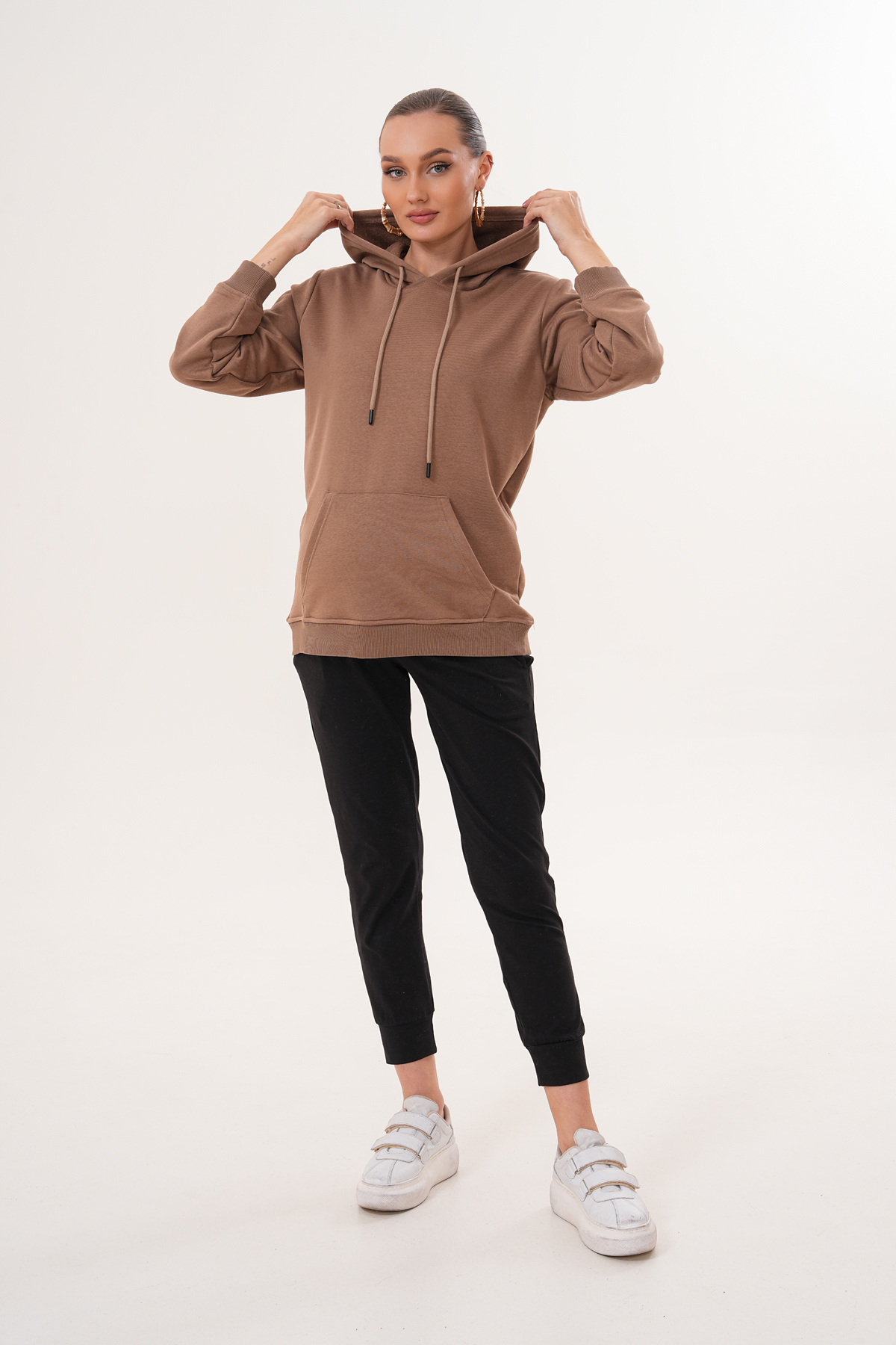 MİSS DÜNYA LİSSA %100 Pamuk Hamile ve Lohusa Basic Kapüşonlu Sweatshirt