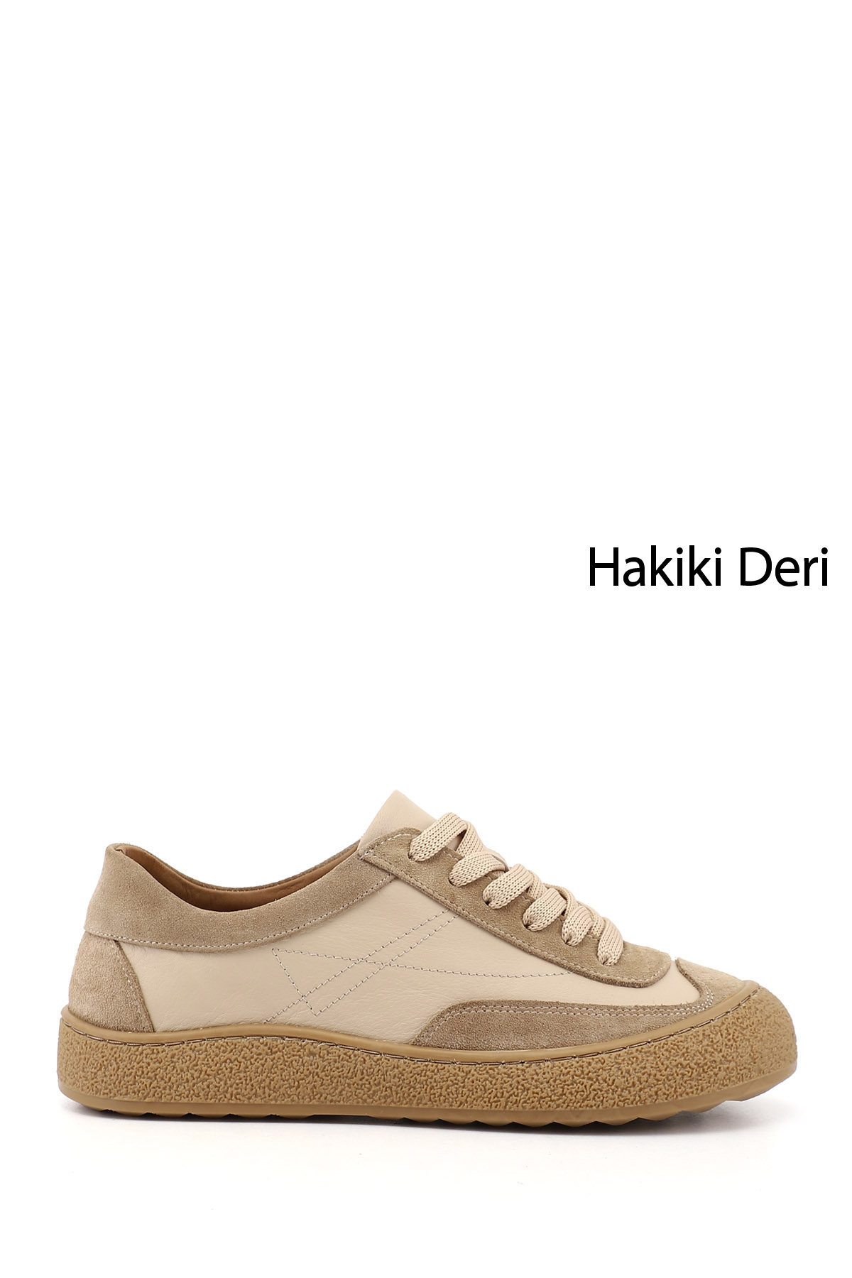 GÖNDERİ(R) Kadın AÇIK NUDE Bağcıklı Hakiki Deri Sneaker