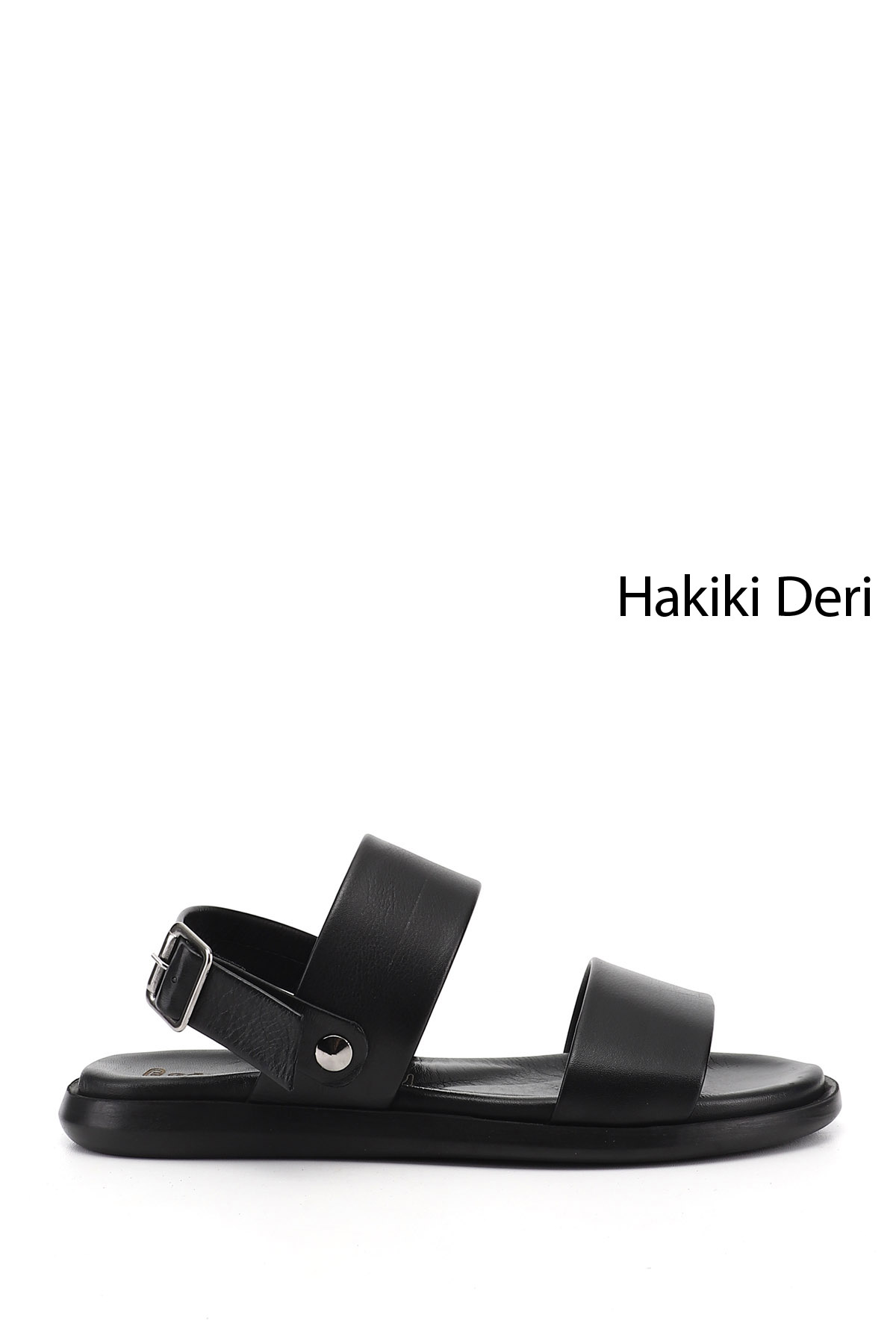 GÖNDERİ(R) Erkek SİYAH Tokalı Hakiki Deri Comfort Sandalet