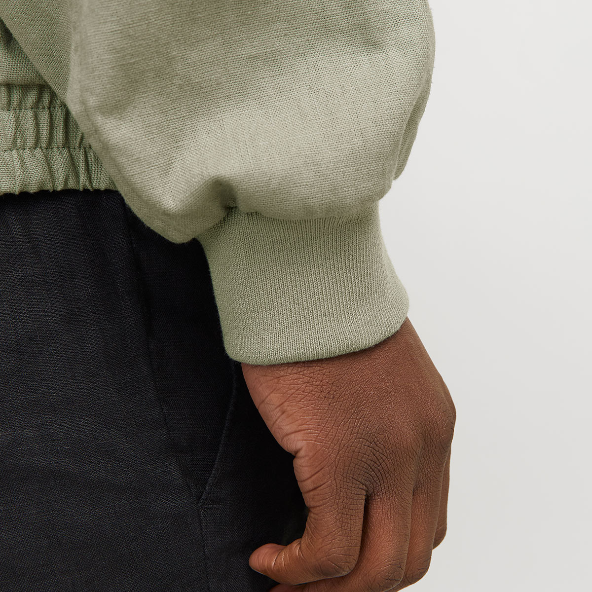 Jack & Jones Blaleister Linen Blend Bomber Erkek Haki Klasik Yaka Ceket görsel 4