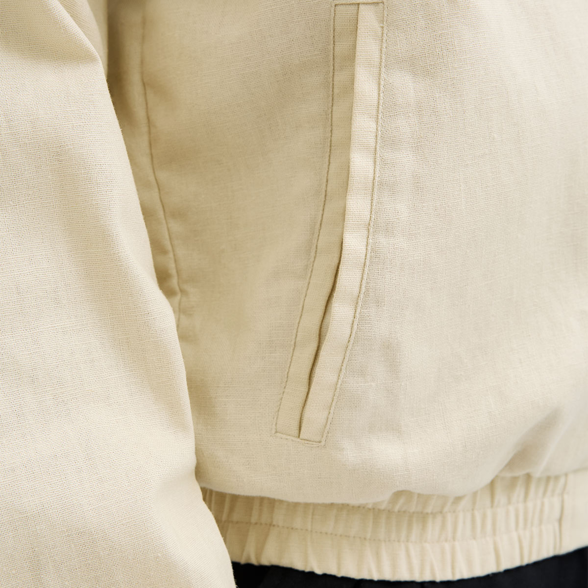 Jack & Jones Blaleister Linen Blend Bomber Erkek Bej Klasik Yaka Ceket görsel 5