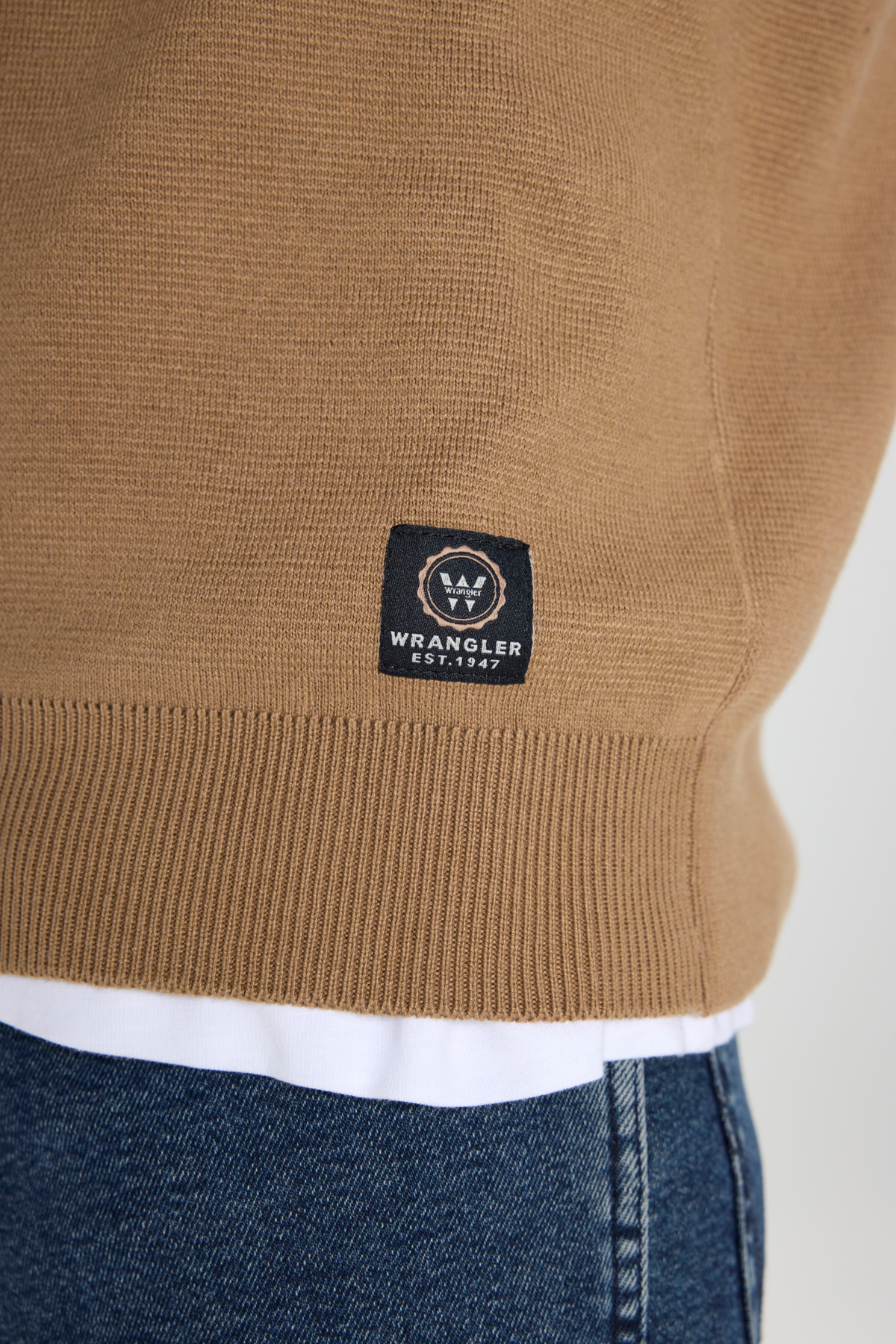 Wrangler Regular Fit Bisiklet Yaka Bej Triko Kazak görsel 6