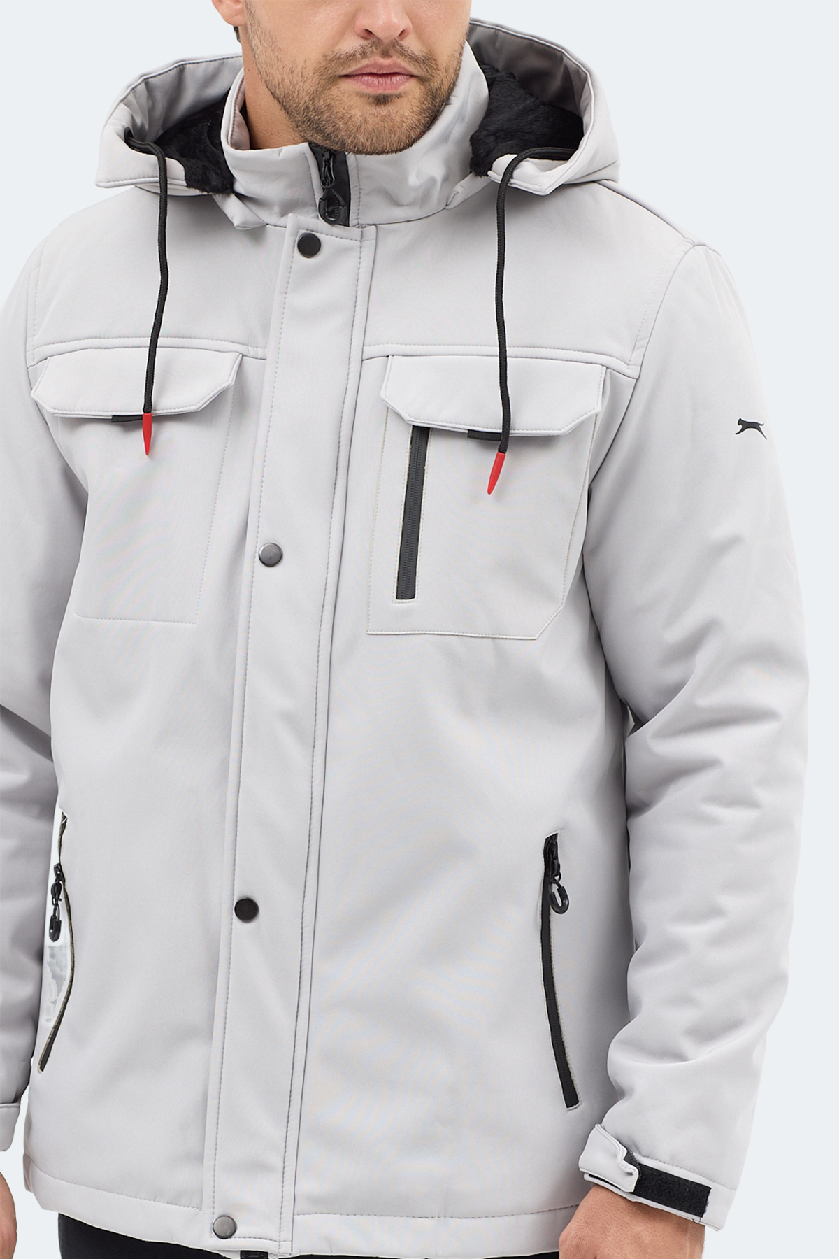 SLAZENGER GLEAM Erkek Kapüşonlu Taş Gri Mont & Kaban görsel 2