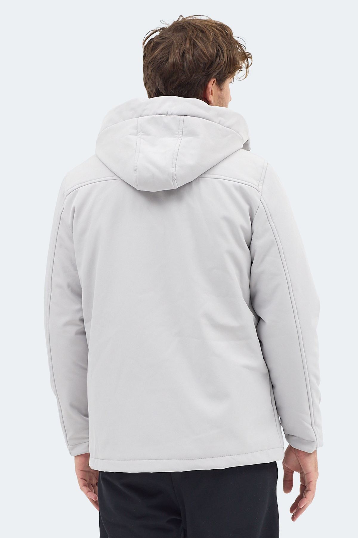 SLAZENGER GLEAM Erkek Kapüşonlu Taş Gri Mont & Kaban görsel 6