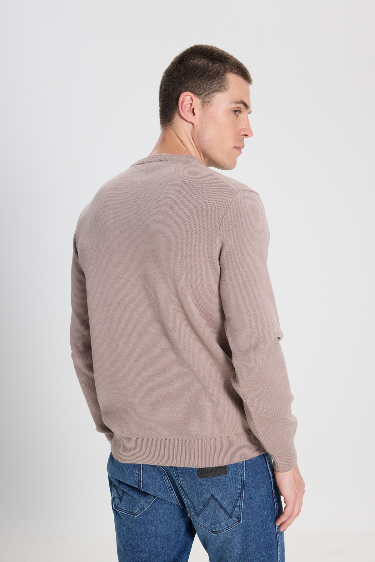 Wrangler Regular Fit Bisiklet Yaka Vizon Triko Kazak görsel 6