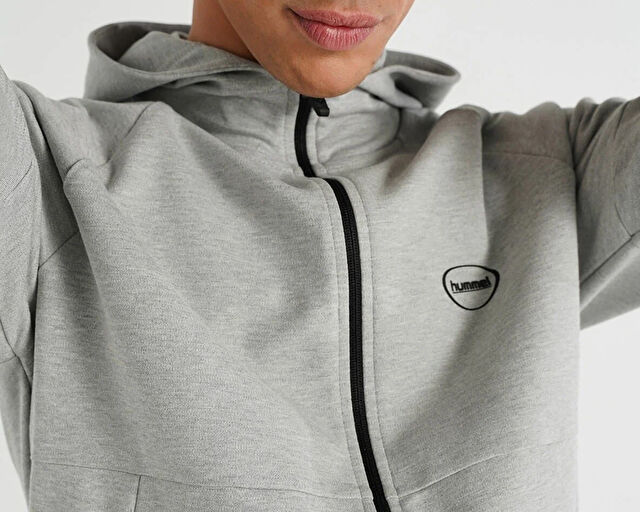 Hummel Inter Zip Hoodie Erkek Günlük Fermuarlı Sweatshirt 921257-2006 Gri görsel 3