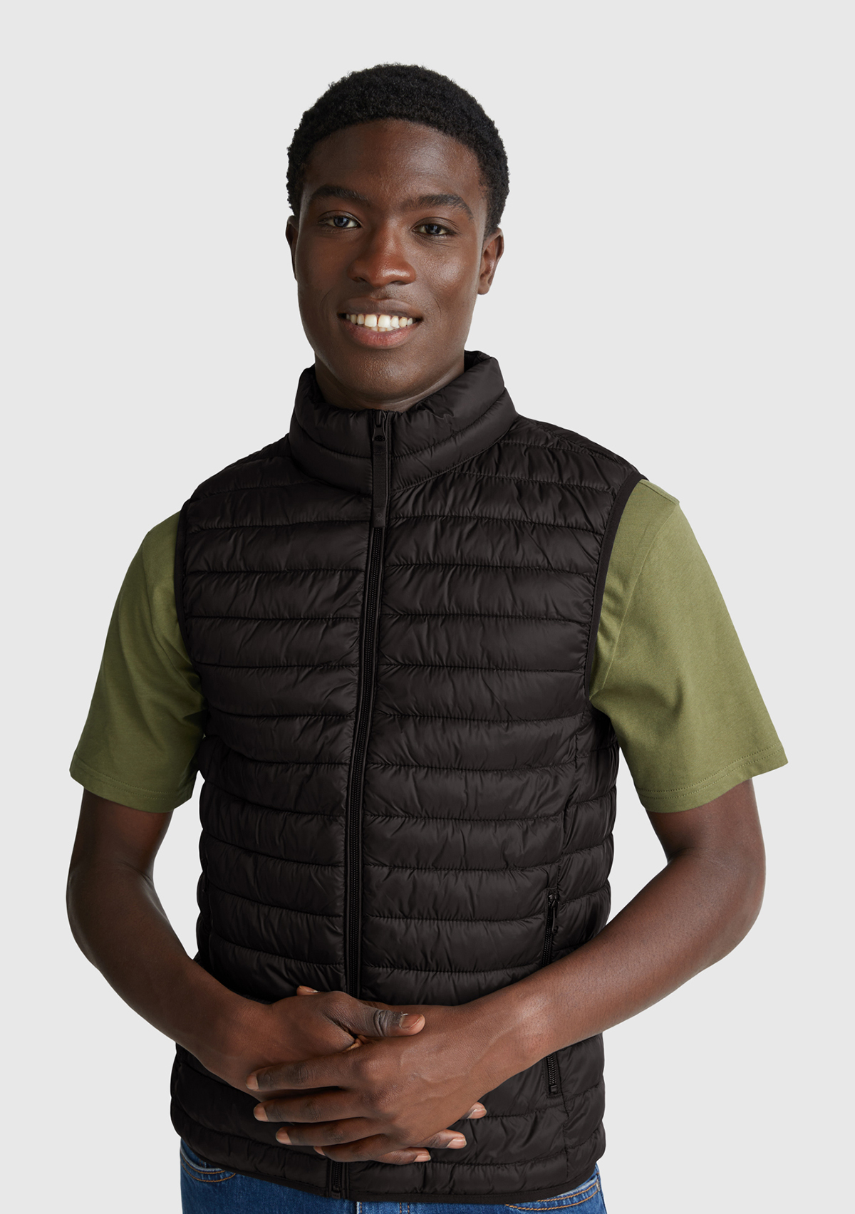 United Colors Of Benetton Erkek Siyah Polyester Dolgulu Regular Fit Yelek