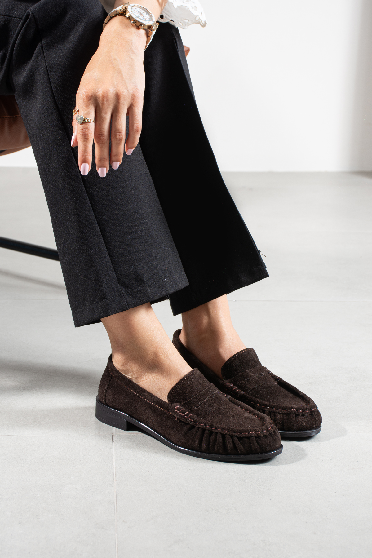 DUXAL SHOES Abelia Kadın Hakiki Süet Deri Loafer Ayakkabı