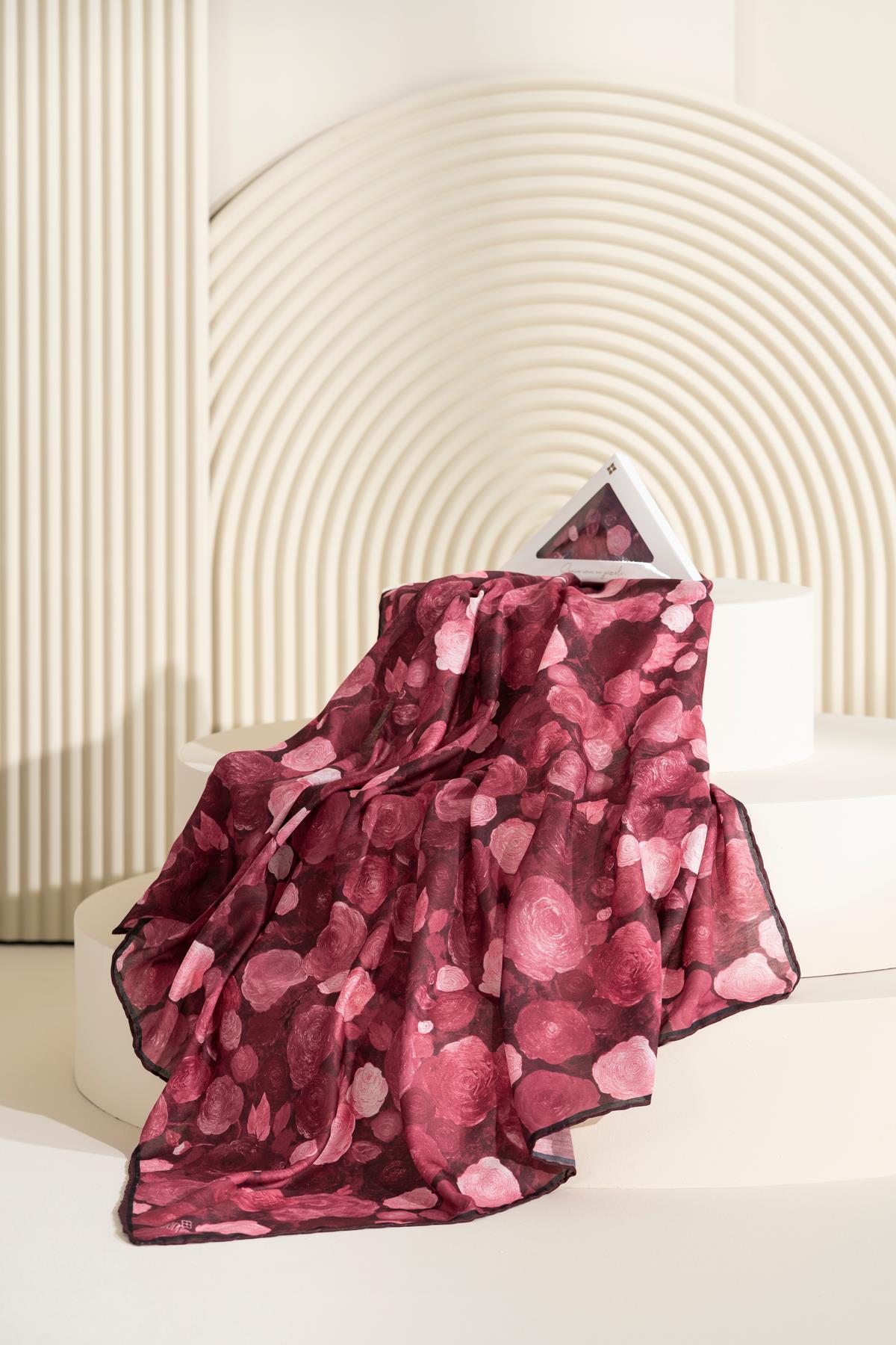 Jawel Gül Desenli Soft Eşarp Karia görsel 2